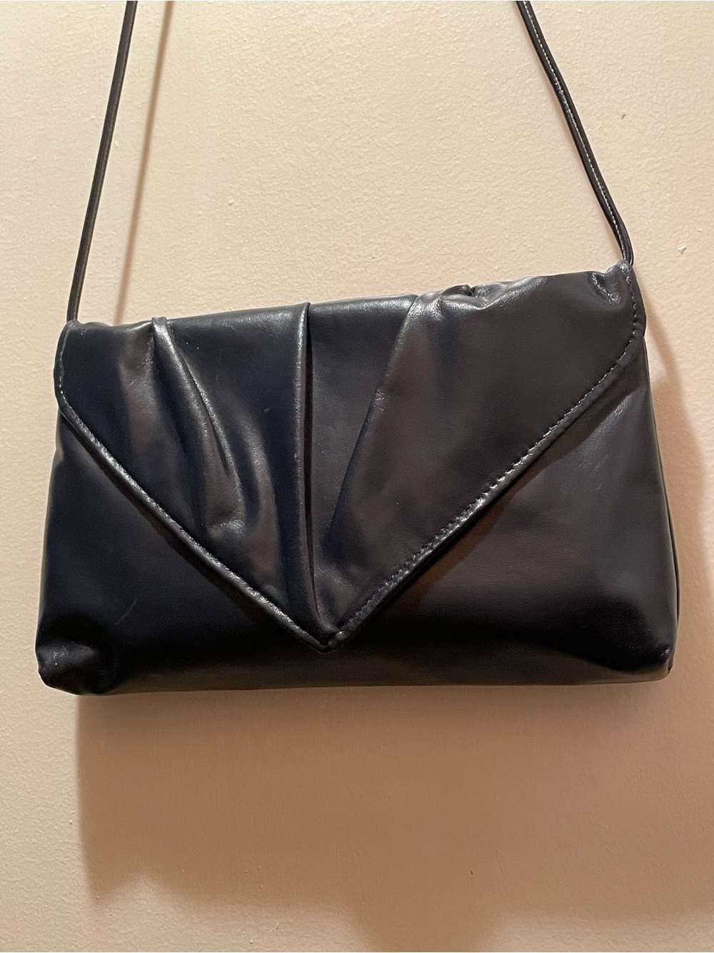 Authentic 90s Vintage Black Pleated Envelope Clutch Shoulder Bag